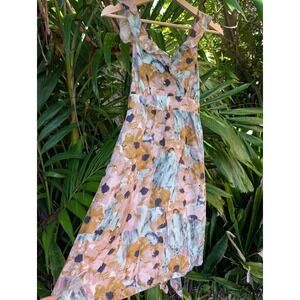 Theory 100% silk babydoll dress 6 cottagecore Floral pastel maiden silk lining